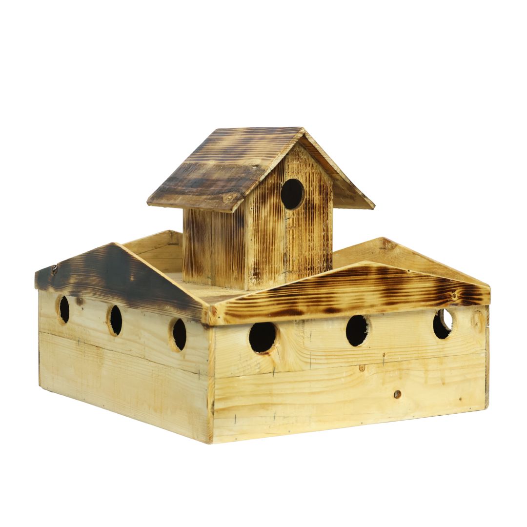 9BHK Bird House Villa Style Wooden Shelter for 9Bird Families Premium Polished Bird Villa for Garden Balcony
