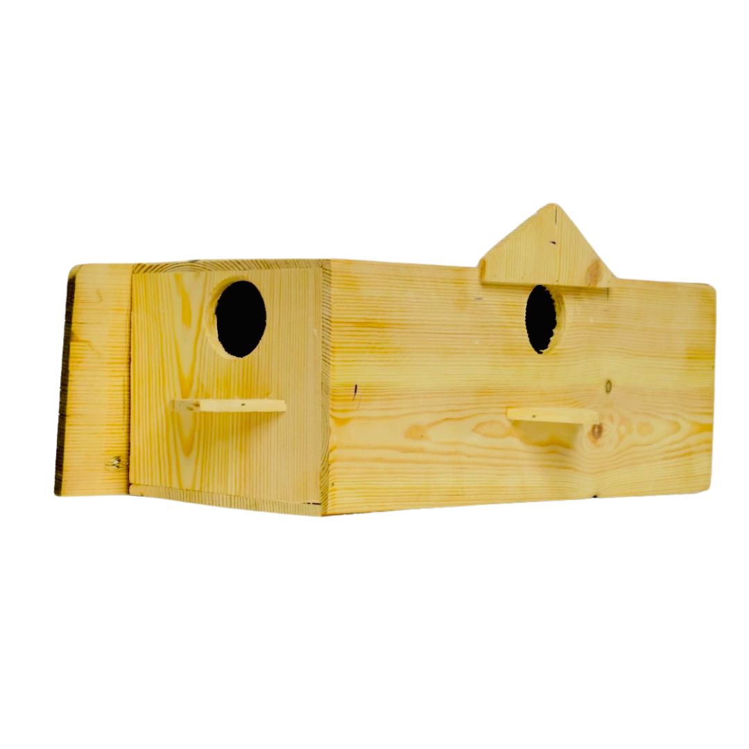 3BHK Bird House Rectangle Wooden Home for 3Bird Families Premium Polished Shelter for Balcony Garden