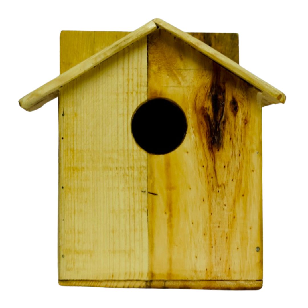 1BHK Bird House Compact Wooden Shelter for 1Bird Family Premium Polished Bird Nest for Garden Balcony